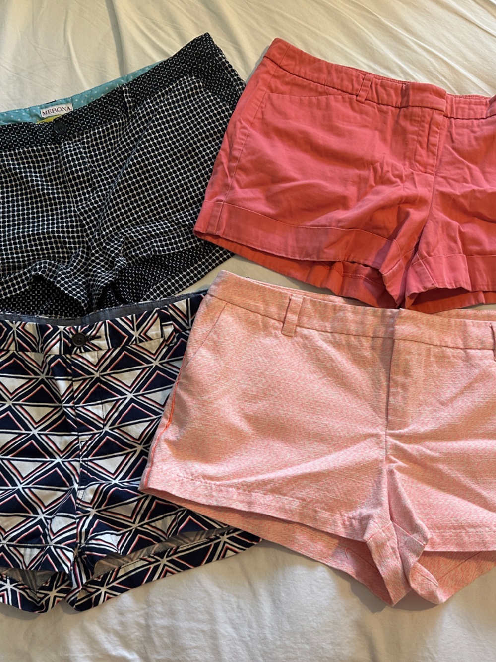 Womens Shorts Lot - Coral, Light Pink, Navy, Black Pattern